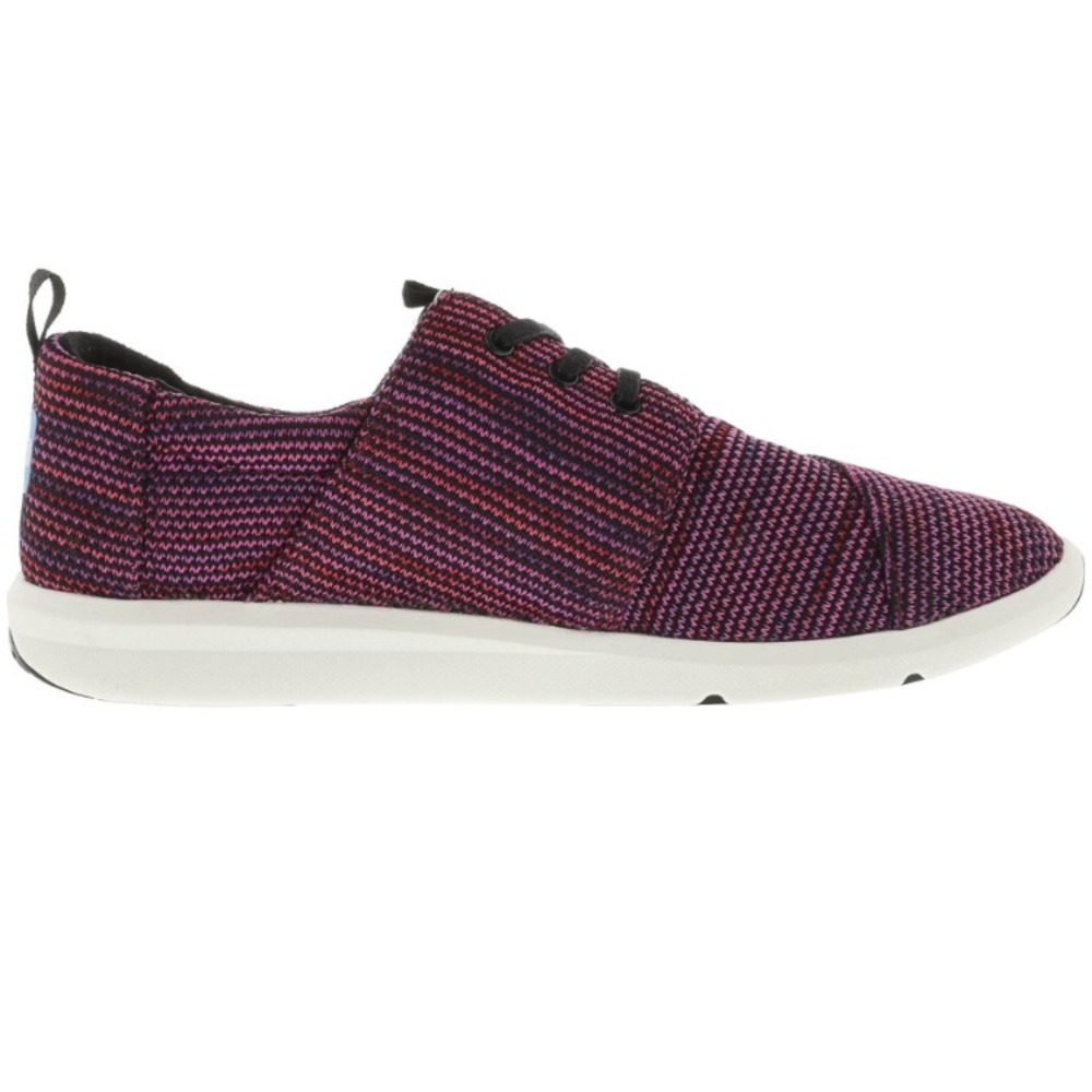 NWT TOMS Del Rey Lace Up Sneakers Black Plum Stripe Women’s 8 - Picture 2 of 9
